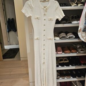 Maje Cream Knit Button-Down Dress